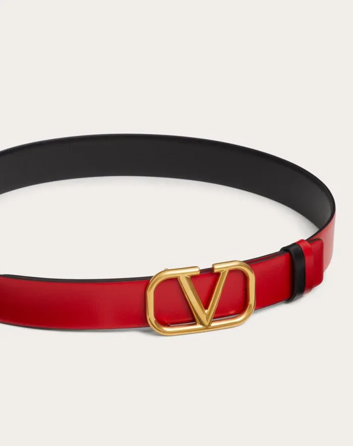 Valentino Belts Woman Reversible Vlogo Signature Belt In Glossy Calfskin 30 Mm For Woman In Smokey Beigeblack Smokey Beigeblack Valentino Belts Woman Reversible Vlogo Signature Belt In Glossy Calfskin 30 Mm For Woman In Smokey Beigeblack Smokey Beigeblack