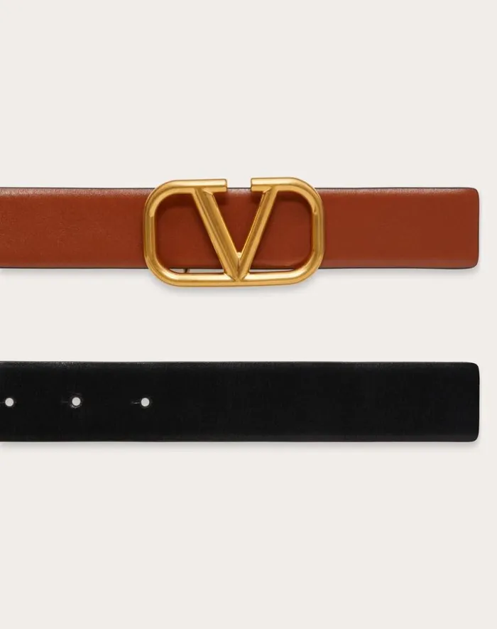 Valentino Belts Woman Reversible Vlogo Signature Belt In Glossy Calfskin 30 Mm For Woman In Smokey Beigeblack Smokey Beigeblack Valentino Belts Woman Reversible Vlogo Signature Belt In Glossy Calfskin 30 Mm For Woman In Smokey Beigeblack Smokey Beigeblack