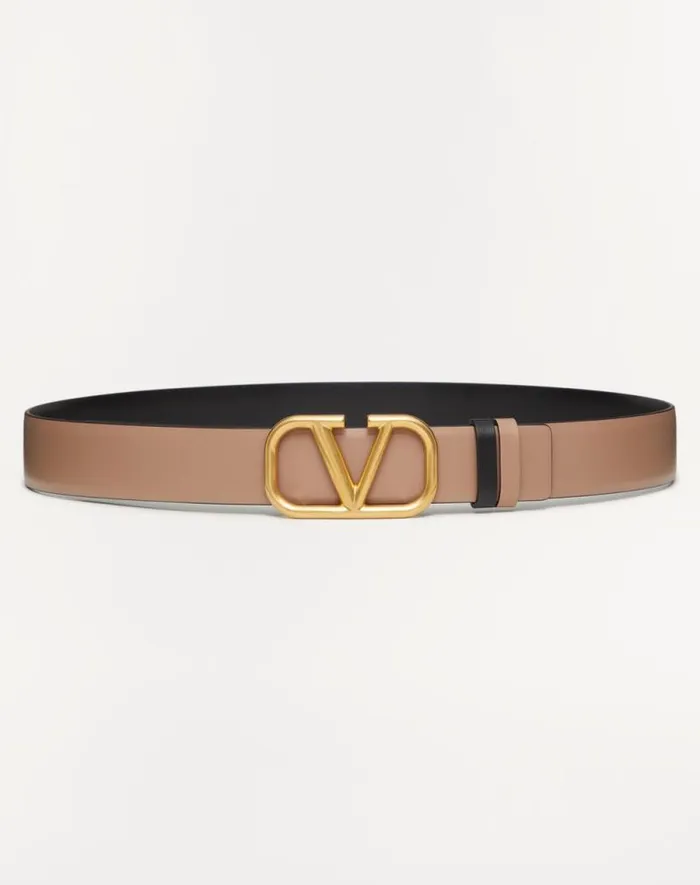 Valentino Belts Woman Reversible Vlogo Signature Belt In Glossy Calfskin 30 Mm For Woman In Smokey Beigeblack Smokey Beigeblack Valentino Belts Woman Reversible Vlogo Signature Belt In Glossy Calfskin 30 Mm For Woman In Smokey Beigeblack Smokey Beigeblack