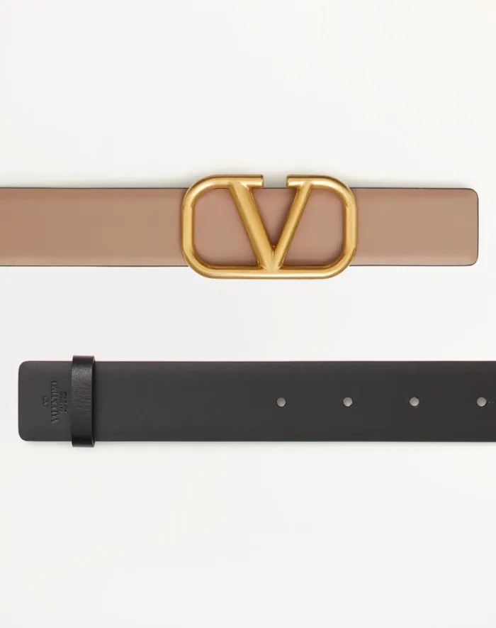Valentino Belts Woman Reversible Vlogo Signature Belt In Glossy Calfskin 30 Mm For Woman In Smokey Beigeblack Smokey Beigeblack Valentino Belts Woman Reversible Vlogo Signature Belt In Glossy Calfskin 30 Mm For Woman In Smokey Beigeblack Smokey Beigeblack