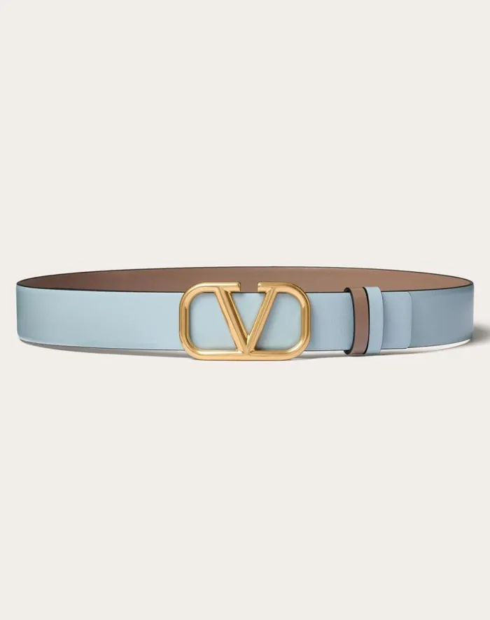 Valentino Belts Woman Reversible Vlogo Signature Belt In Glossy Calfskin 30 Mm For Woman In Smokey Beigeblack Smokey Beigeblack Valentino Belts Woman Reversible Vlogo Signature Belt In Glossy Calfskin 30 Mm For Woman In Smokey Beigeblack Smokey Beigeblack
