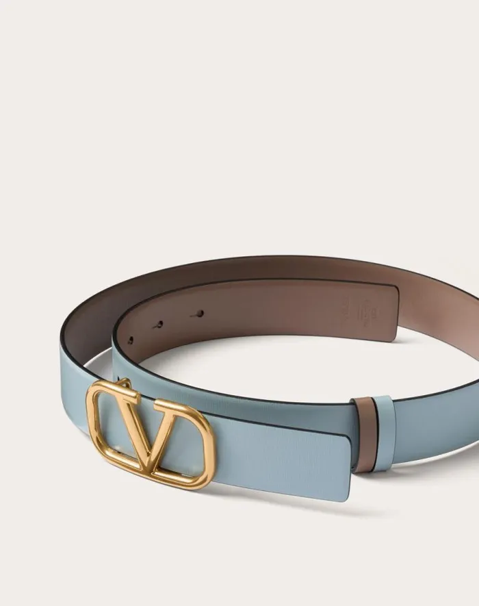 Valentino Belts Woman Reversible Vlogo Signature Belt In Glossy Calfskin 30 Mm For Woman In Smokey Beigeblack Smokey Beigeblack Valentino Belts Woman Reversible Vlogo Signature Belt In Glossy Calfskin 30 Mm For Woman In Smokey Beigeblack Smokey Beigeblack