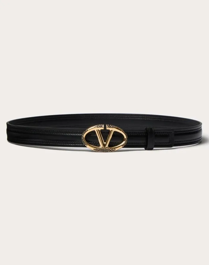 Valentino Belts Woman The Bold Edition Vlogo Shiny Calfskin Belt 20 Mm For Woman In Black Black Valentino Belts Woman The Bold Edition Vlogo Shiny Calfskin Belt 20 Mm For Woman In Black Black