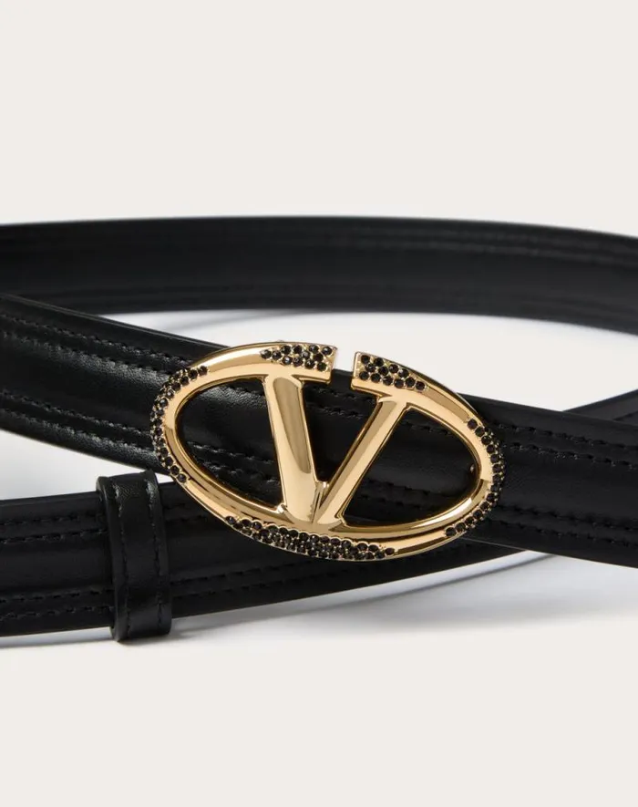Valentino Belts Woman The Bold Edition Vlogo Shiny Calfskin Belt 20 Mm For Woman In Black Black Valentino Belts Woman The Bold Edition Vlogo Shiny Calfskin Belt 20 Mm For Woman In Black Black