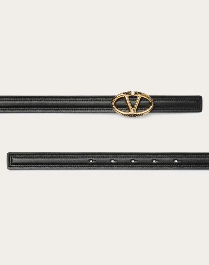 Valentino Belts Woman The Bold Edition Vlogo Shiny Calfskin Belt 20 Mm For Woman In Black Black Valentino Belts Woman The Bold Edition Vlogo Shiny Calfskin Belt 20 Mm For Woman In Black Black