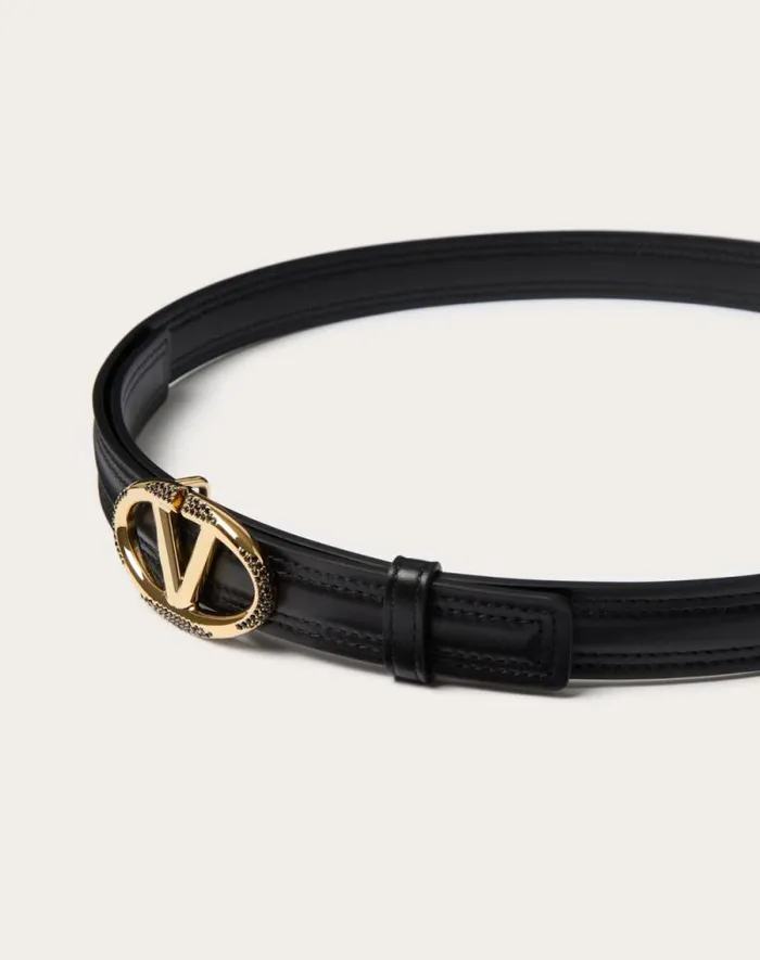 Valentino Belts Woman The Bold Edition Vlogo Shiny Calfskin Belt 20 Mm For Woman In Black Black Valentino Belts Woman The Bold Edition Vlogo Shiny Calfskin Belt 20 Mm For Woman In Black Black