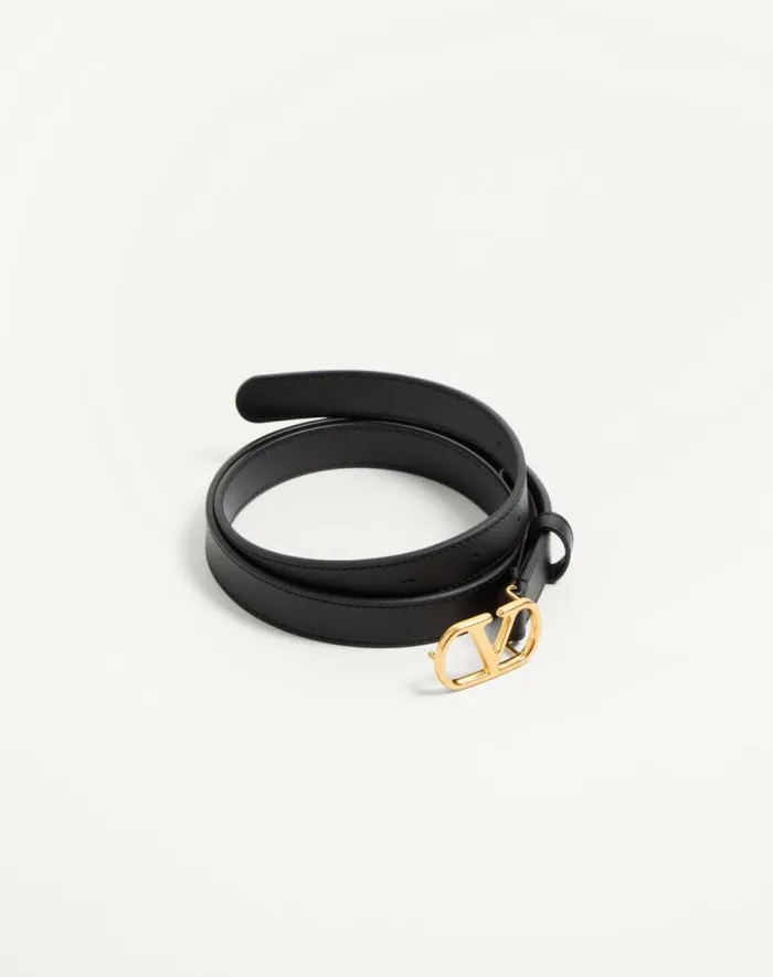 Valentino Belts Woman Vlogo Signature Belt In Shiny Calfskin 20 Mm For Woman In Ivory Ivory