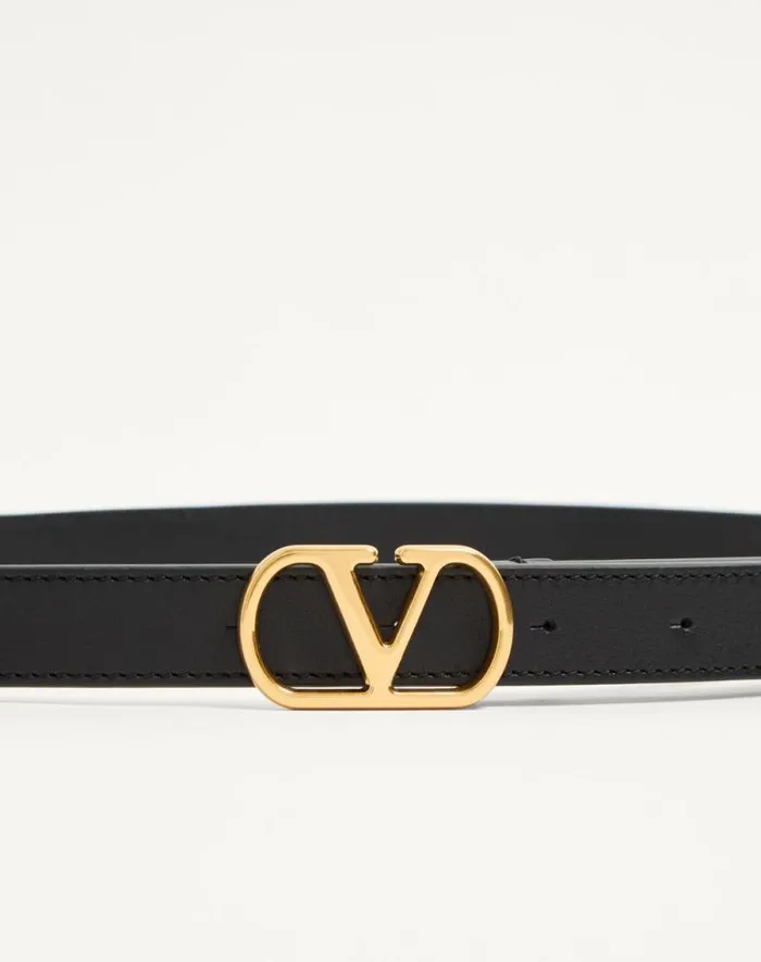 Valentino Belts Woman Vlogo Signature Belt In Shiny Calfskin 20 Mm For Woman In Ivory Ivory