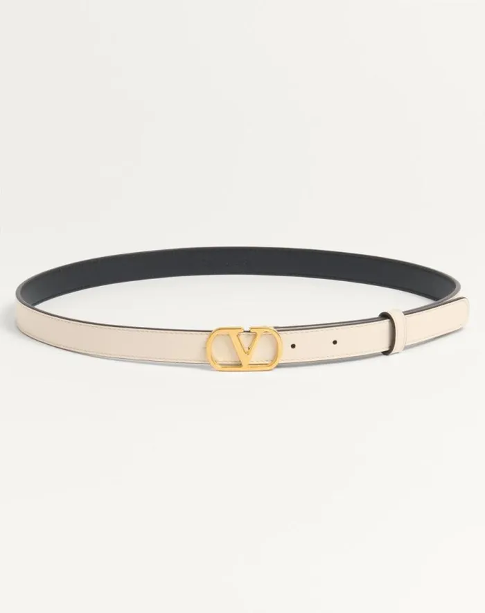 Valentino Belts Woman Vlogo Signature Belt In Shiny Calfskin 20 Mm For Woman In Ivory Ivory