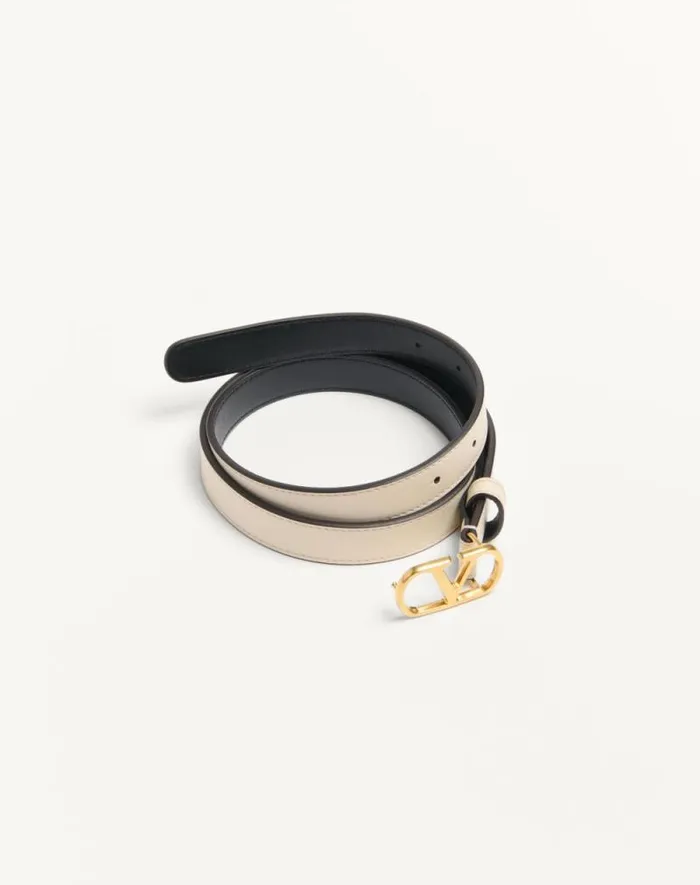Valentino Belts Woman Vlogo Signature Belt In Shiny Calfskin 20 Mm For Woman In Ivory Ivory