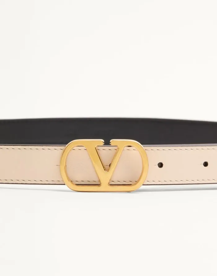 Valentino Belts Woman Vlogo Signature Belt In Shiny Calfskin 20 Mm For Woman In Ivory Ivory