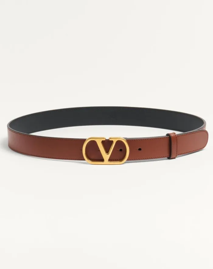 Valentino Belts Woman Vlogo Signature Belt In Shiny Calfskin 30 Mm For Woman In Ivory Ivory