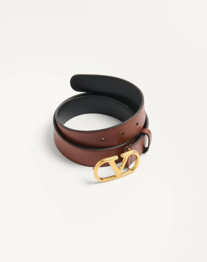 Valentino Belts Woman Vlogo Signature Belt In Shiny Calfskin 30 Mm For Woman In Ivory Ivory