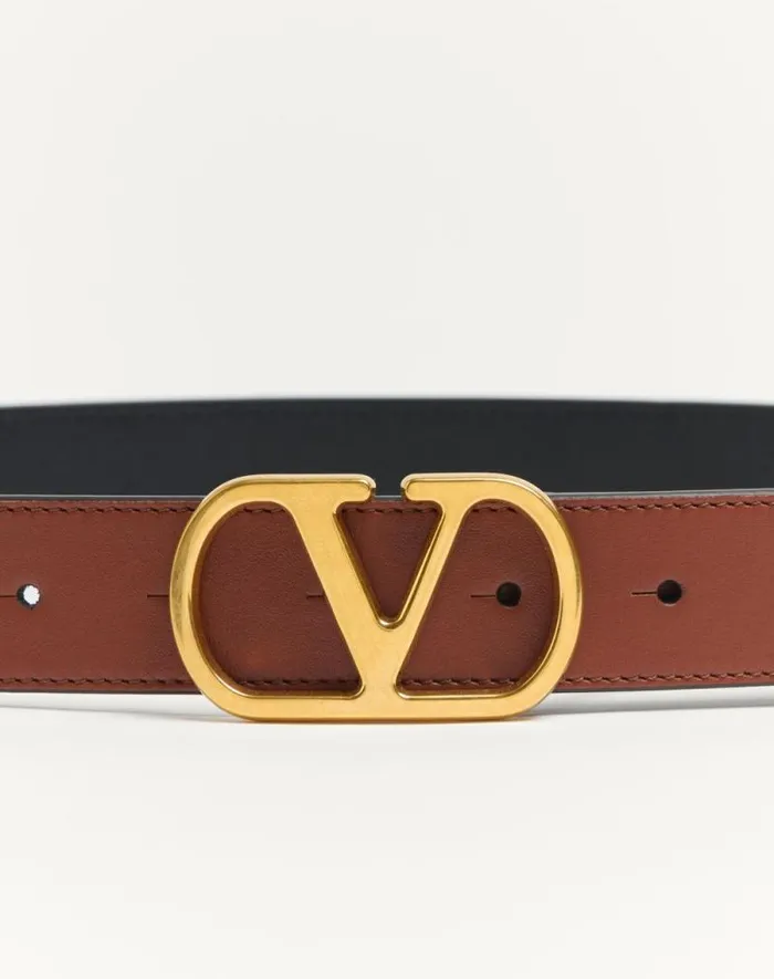 Valentino Belts Woman Vlogo Signature Belt In Shiny Calfskin 30 Mm For Woman In Ivory Ivory