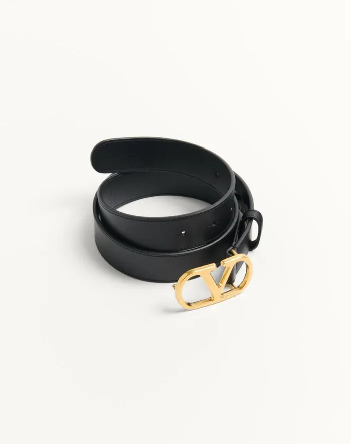 Valentino Belts Woman Vlogo Signature Belt In Shiny Calfskin 30 Mm For Woman In Ivory Ivory