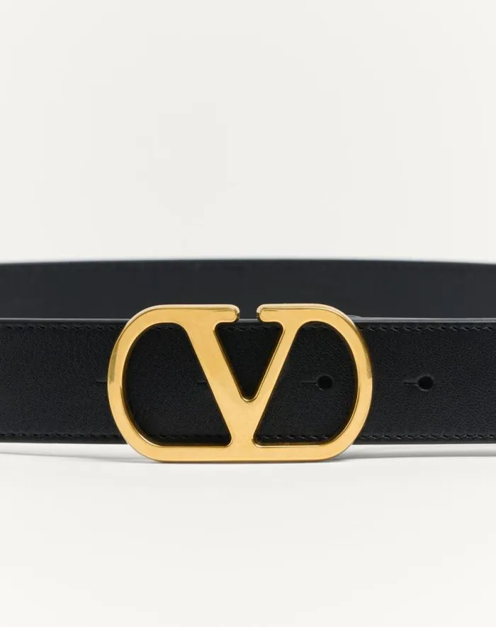 Valentino Belts Woman Vlogo Signature Belt In Shiny Calfskin 30 Mm For Woman In Ivory Ivory