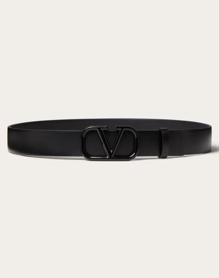 Valentino Belts Woman Vlogo Signature Belt In Shiny Calfskin 30mm For Woman In Black Black Valentino Belts Woman Vlogo Signature Belt In Shiny Calfskin 30mm For Woman In Black Black