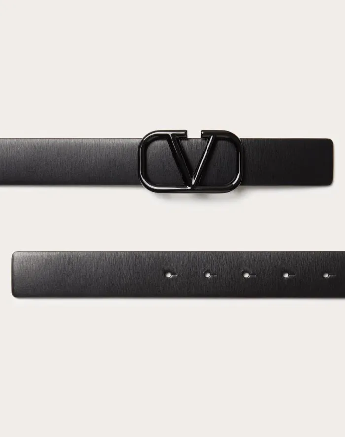 Valentino Belts Woman Vlogo Signature Belt In Shiny Calfskin 30mm For Woman In Black Black Valentino Belts Woman Vlogo Signature Belt In Shiny Calfskin 30mm For Woman In Black Black