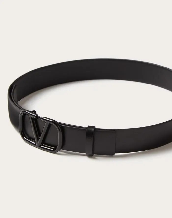 Valentino Belts Woman Vlogo Signature Belt In Shiny Calfskin 30mm For Woman In Black Black Valentino Belts Woman Vlogo Signature Belt In Shiny Calfskin 30mm For Woman In Black Black