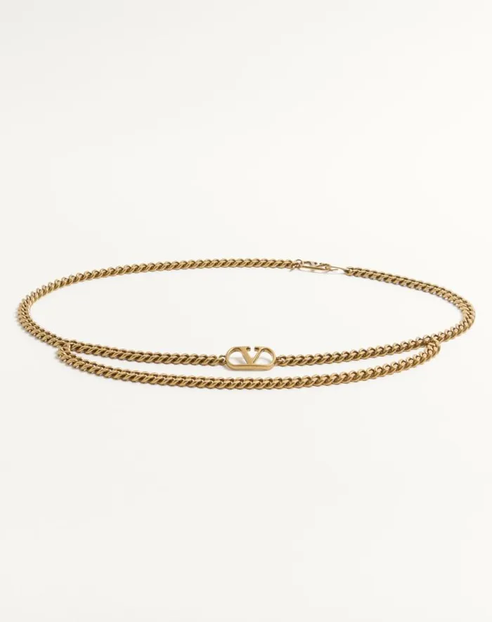 Valentino Belts Woman Vlogo Signature Chain Belt For Woman In Antique Gold Antique Gold Valentino Belts Woman Vlogo Signature Chain Belt For Woman In Antique Gold Antique Gold