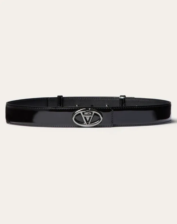 Valentino Belts Woman Vlogo The Bold Edition 30 Mm Patent Leather Belt For Woman In Black Black Valentino Belts Woman Vlogo The Bold Edition 30 Mm Patent Leather Belt For Woman In Black Black