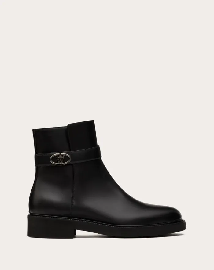 Valentino Boots Man Vlogo Locker Calfskin Ankle Boot For Man In Black Black
