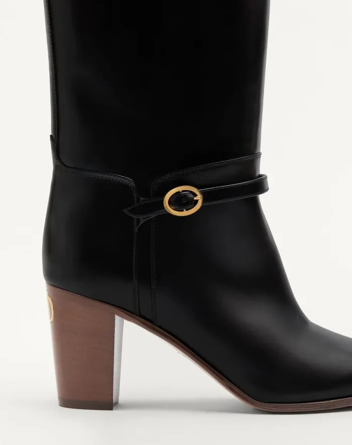 Valentino Boots Woman Pattie Calfskin Boot 75mm For Woman In Ivory Ivory