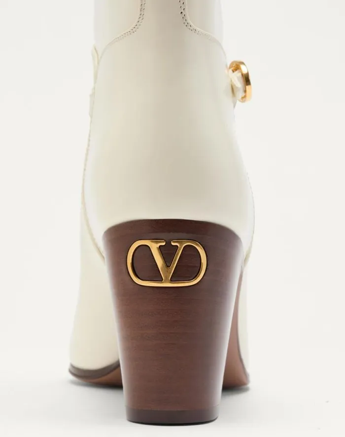 Valentino Boots Woman Pattie Calfskin Boot 75mm For Woman In Ivory Ivory