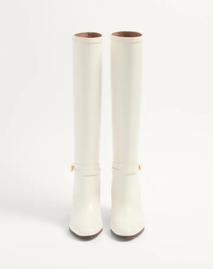 Valentino Boots Woman Pattie Calfskin Boot 75mm For Woman In Ivory Ivory