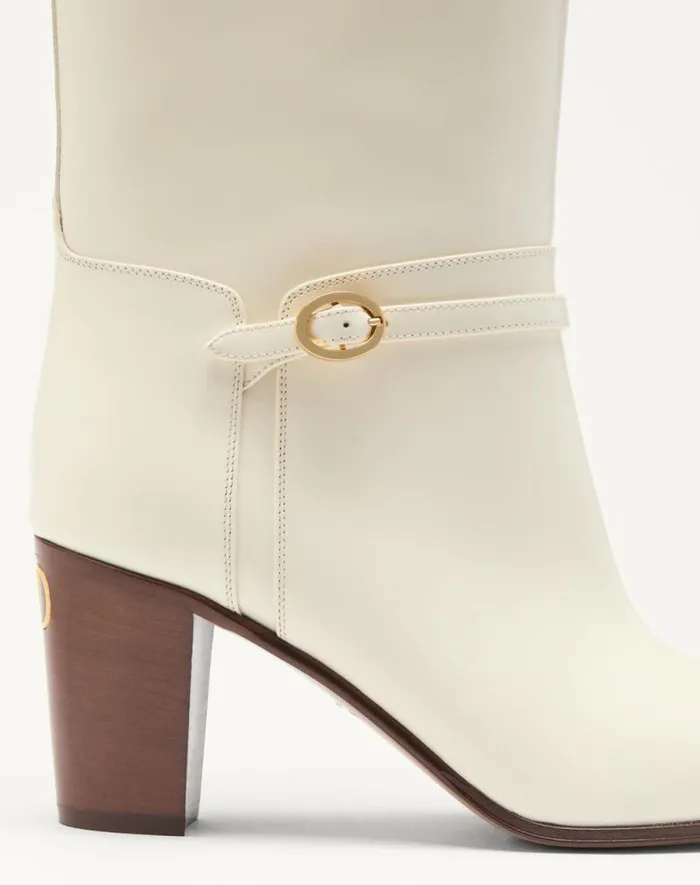 Valentino Boots Woman Pattie Calfskin Boot 75mm For Woman In Ivory Ivory