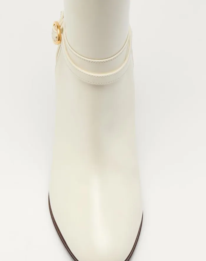 Valentino Boots Woman Pattie Calfskin Boot 75mm For Woman In Ivory Ivory