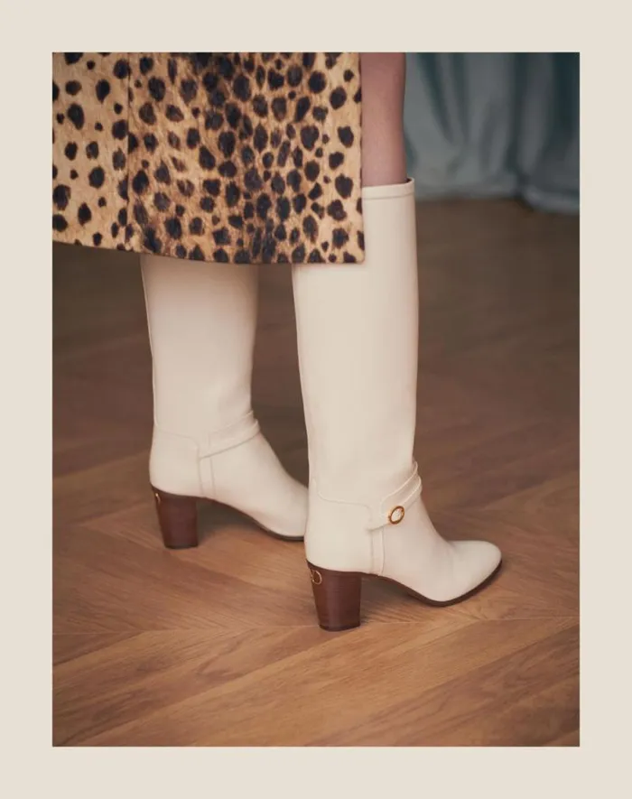 Valentino Boots Woman Pattie Calfskin Boot 75mm For Woman In Ivory Ivory
