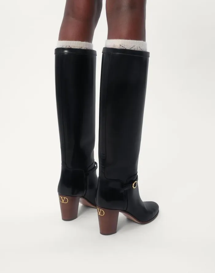 Valentino Boots Woman Pattie Calfskin Boot 75mm For Woman In Ivory Ivory