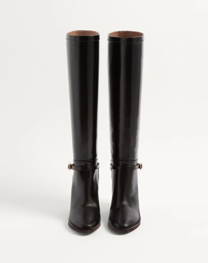 Valentino Boots Woman Pattie Calfskin Boot 75mm For Woman In Ivory Ivory