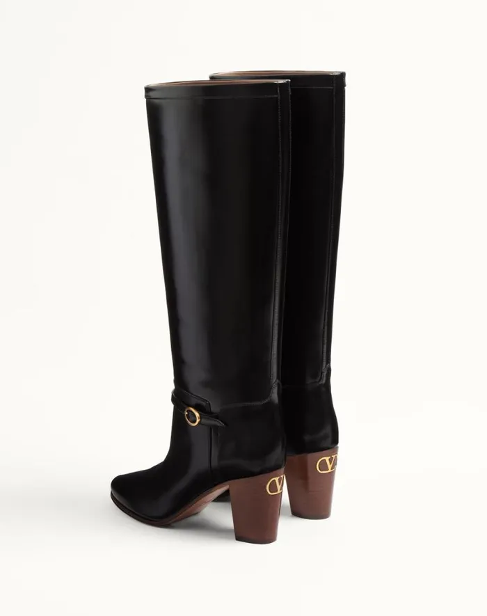 Valentino Boots Woman Pattie Calfskin Boot 75mm For Woman In Ivory Ivory