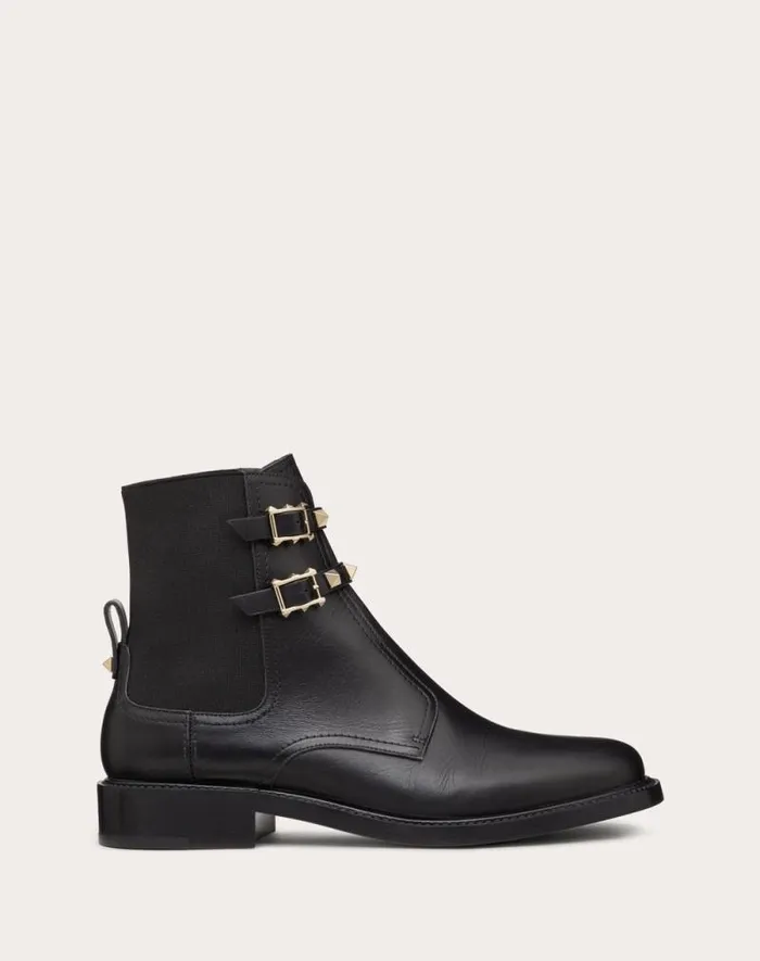 Valentino Boots Woman Rockstud Calfskin Ankle Boot 20 Mm For Woman In Black Black Valentino Boots Woman Rockstud Calfskin Ankle Boot 20 Mm For Woman In Black Black