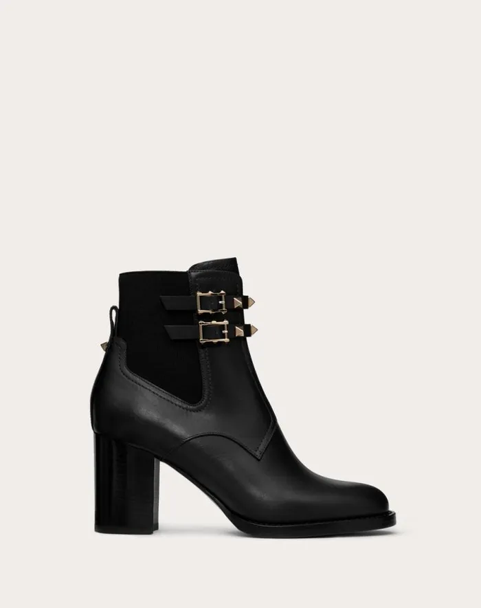 Valentino Boots Woman Rockstud Calfskin Ankle Boot 70 Mm For Woman In Black Black Valentino Boots Woman Rockstud Calfskin Ankle Boot 70 Mm For Woman In Black Black