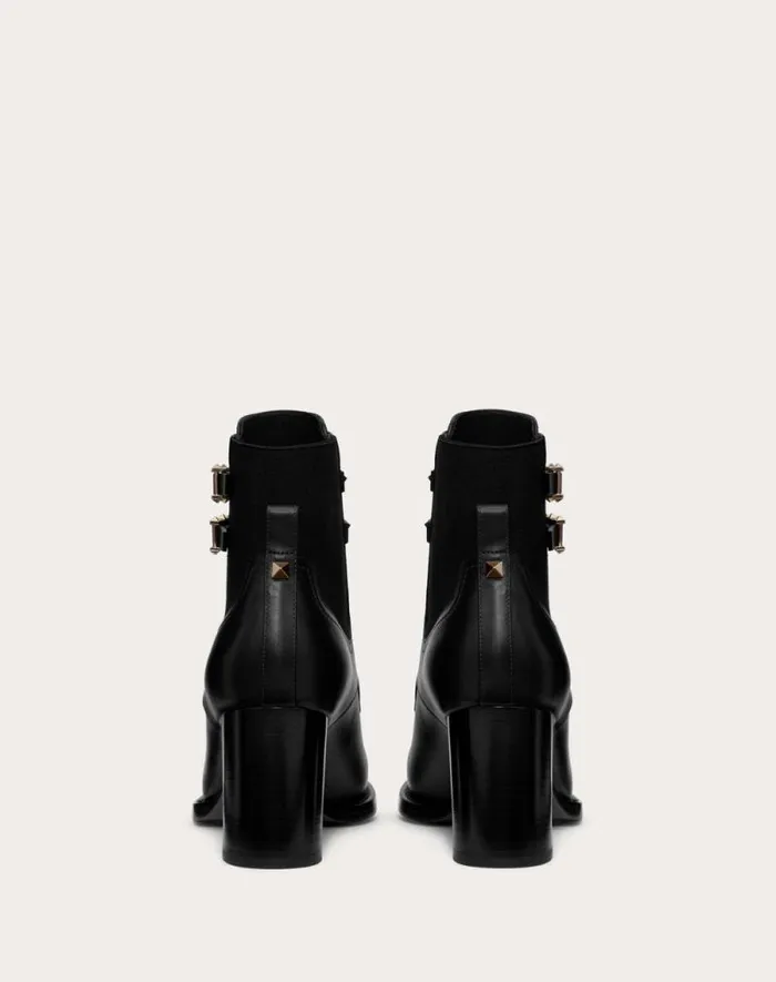 Valentino Boots Woman Rockstud Calfskin Ankle Boot 70 Mm For Woman In Black Black Valentino Boots Woman Rockstud Calfskin Ankle Boot 70 Mm For Woman In Black Black