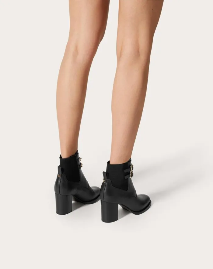 Valentino Boots Woman Rockstud Calfskin Ankle Boot 70 Mm For Woman In Black Black Valentino Boots Woman Rockstud Calfskin Ankle Boot 70 Mm For Woman In Black Black