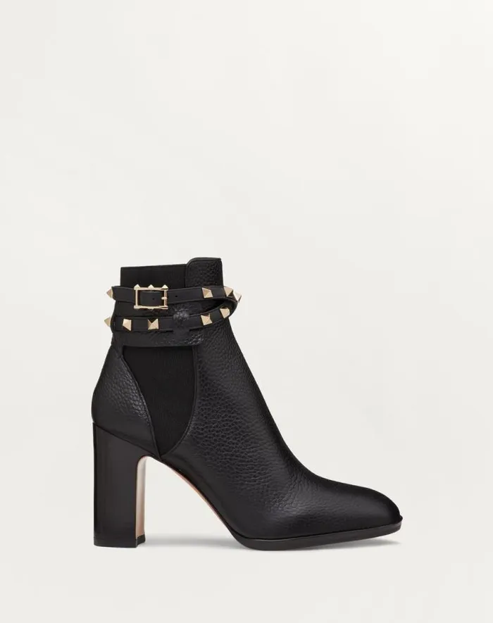 Valentino Boots Woman Rockstud Grainy Calfskin Ankle Boot 90 Mm For Woman In Black Black Valentino Boots Woman Rockstud Grainy Calfskin Ankle Boot 90 Mm For Woman In Black Black