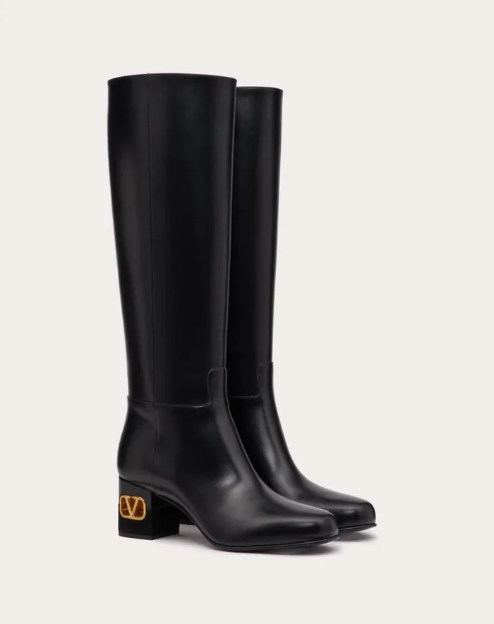 Valentino Boots Woman Valentino Garavani Heritage Calfskin Boot 60mm For Woman In Black Black Valentino Boots Woman Valentino Garavani Heritage Calfskin Boot 60mm For Woman In Black Black