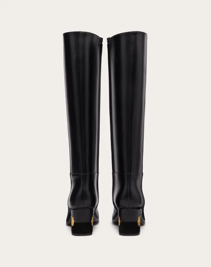 Valentino Boots Woman Valentino Garavani Heritage Calfskin Boot 60mm For Woman In Black Black Valentino Boots Woman Valentino Garavani Heritage Calfskin Boot 60mm For Woman In Black Black