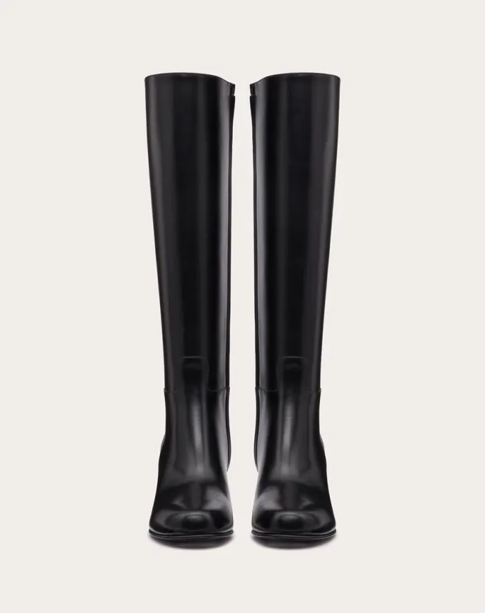 Valentino Boots Woman Valentino Garavani Heritage Calfskin Boot 60mm For Woman In Black Black Valentino Boots Woman Valentino Garavani Heritage Calfskin Boot 60mm For Woman In Black Black