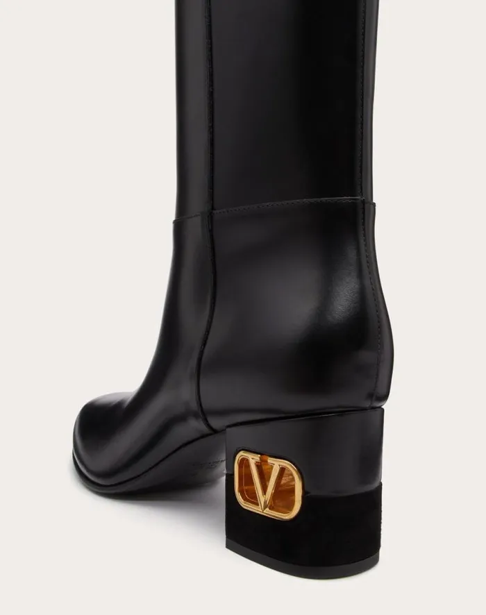 Valentino Boots Woman Valentino Garavani Heritage Calfskin Boot 60mm For Woman In Black Black Valentino Boots Woman Valentino Garavani Heritage Calfskin Boot 60mm For Woman In Black Black