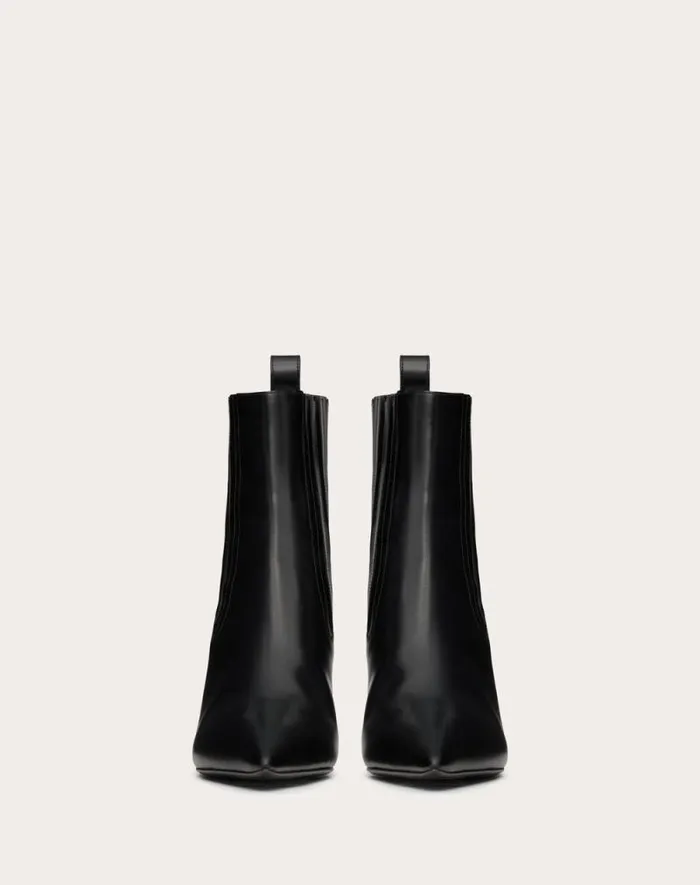 Valentino Boots Woman Vlogo Lockette Beatle In Brushed Calfskin 75mm For Woman In Black Black Valentino Boots Woman Vlogo Lockette Beatle In Brushed Calfskin 75mm For Woman In Black Black