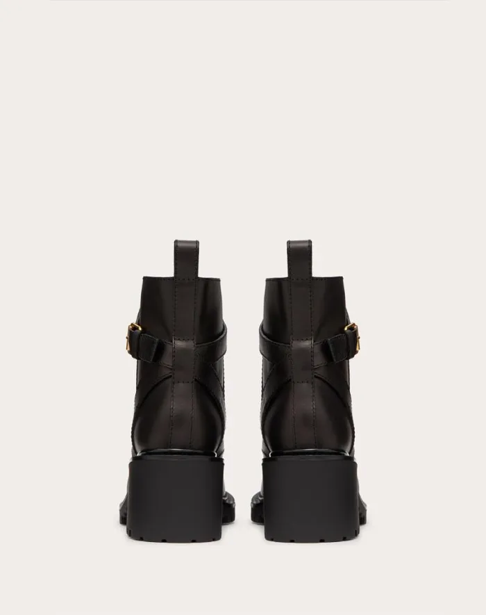 Valentino Boots Woman Vlogo Signature Calfskin Combat Boot 70 Mm For Woman In Black Black Valentino Boots Woman Vlogo Signature Calfskin Combat Boot 70 Mm For Woman In Black Black