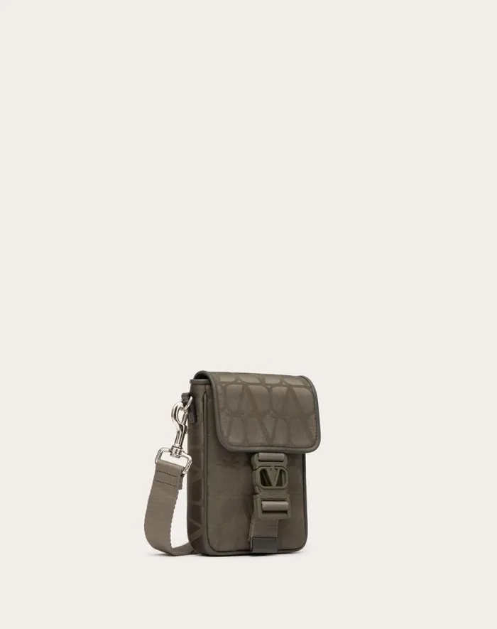 Valentino Clutches And Pouches Man Toile Iconographe Shoulder Bag In Technical Fabric With Leather Details For Man In Military Green Military Green Valentino Clutches And Pouches Man Toile Iconographe Shoulder Bag In Technical Fabric With Leather Details For Man In Military Green Military Green
