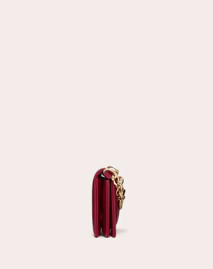 Valentino Clutches Woman Vlogo Chain Clutch Bag In Nappa Leather With Chain For Woman In Dark Red Dark Red