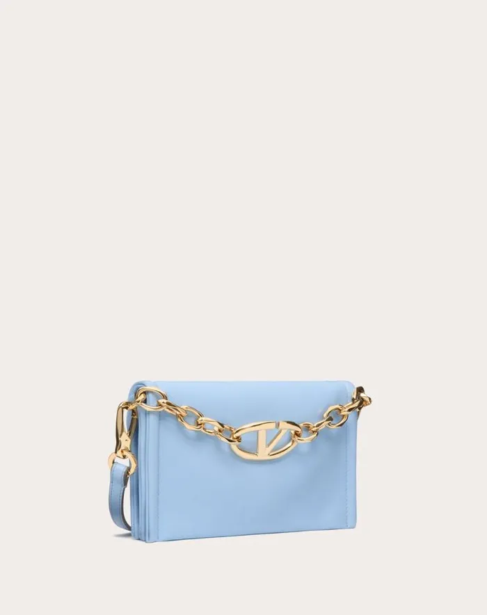 Valentino Clutches Woman Vlogo Chain Clutch Bag In Nappa Leather With Chain For Woman In Porcelain Blue Porcelain Blue Valentino Clutches Woman Vlogo Chain Clutch Bag In Nappa Leather With Chain For Woman In Porcelain Blue Porcelain Blue