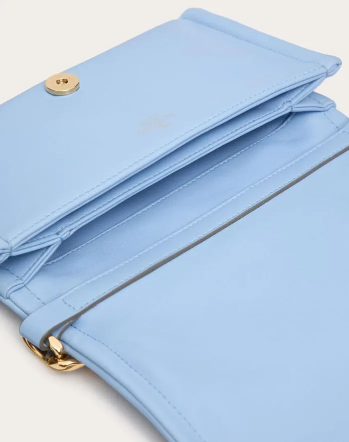 Valentino Clutches Woman Vlogo Chain Clutch Bag In Nappa Leather With Chain For Woman In Porcelain Blue Porcelain Blue Valentino Clutches Woman Vlogo Chain Clutch Bag In Nappa Leather With Chain For Woman In Porcelain Blue Porcelain Blue
